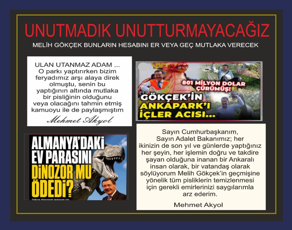 Melih Gökçek'in Ankara şehri için yaptıkları pislikler unutulmadı, unutturmayacağız